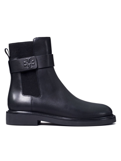 Shop Tory Burch Women's Double T Leather Chelsea Boots In Black