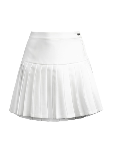 Shop Lacoste Women's Pleated Twill Wrap Miniskirt In White