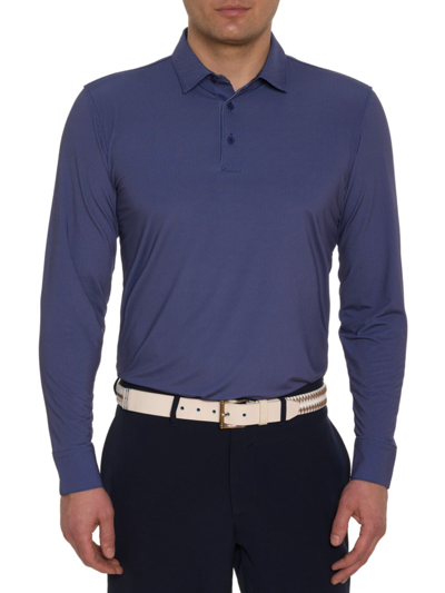 Shop Robert Graham Men's Alastor Knit Long-sleeve Polo In Navy