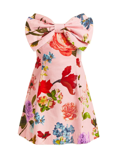 Shop Mestiza New York Women's Alba Strapless Bow Minidress In Pink Garden