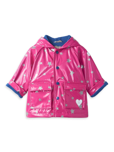 Shop Hatley Baby Girl's Glitter Stars Raincoat In Raspberry Rose
