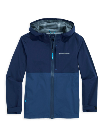 Shop Vineyard Vines Little Boy's & Boy's Packable Rain Shell Jacket In Blue Blazer