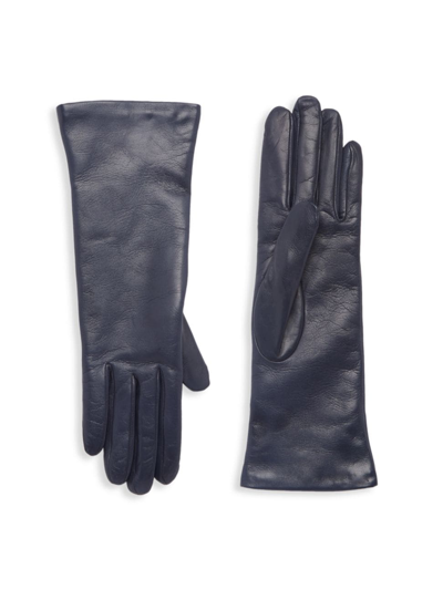 Shop Saks Fifth Avenue Women's Collection Cashmere-lined Leather Gloves In Blue
