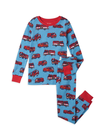 Shop Hatley Little Boy's & Boy's Fire Trucks Pajama Set In Delphinium Blue