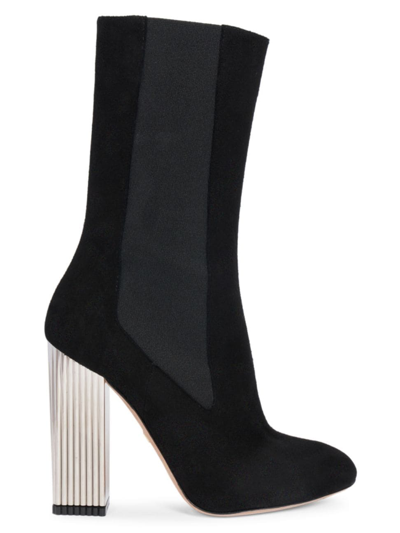 Shop Giambattista Valli Women's 105mm Suede Metal-heel Boots In Black