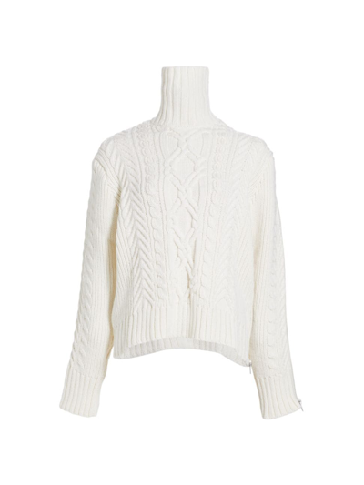 Shop Monse Women's Cable-knit Zip Turtleneck Sweater In Ivory