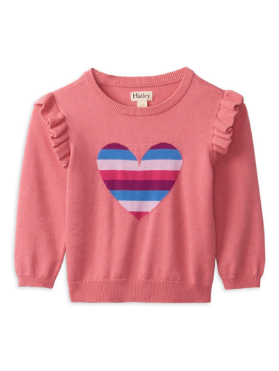 Shop Hatley Baby Girl's & Little Girl's Sweet Heart Ruffle Sweater In Morning Glory