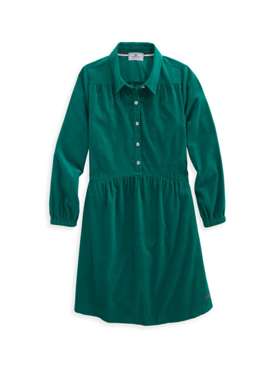 Shop Vineyard Vines Little Girl's & Girl's Corduroy Cotton Shirt Dress In Turf Green