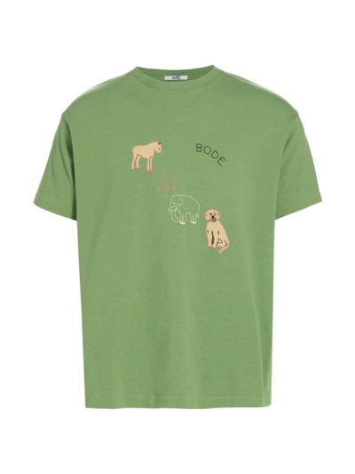 Shop Bode Men's Tiny Zoo T-shirt In Ivy
