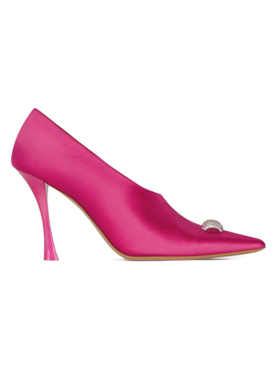 Shop Givenchy Women's Show Pumps In Satin With Crystals Details In Neon Pink