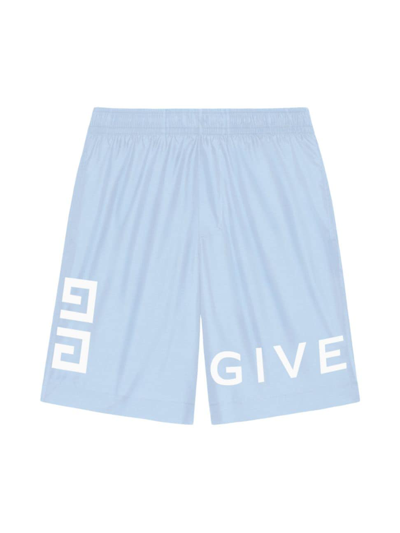 Shop Givenchy Men's Long 4g Swim Shorts In Baby Blue