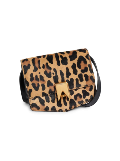 Shop Alaïa Women's Small Le Papa Leopard Calf Hair Shoulder Bag In Brun Sepia