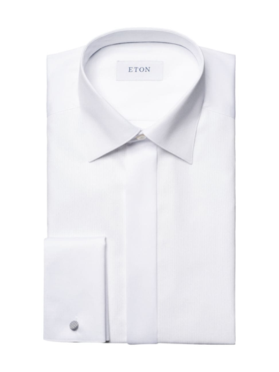 Shop Eton Men's Slim-fit Striped Glitter Formal Shirt In White