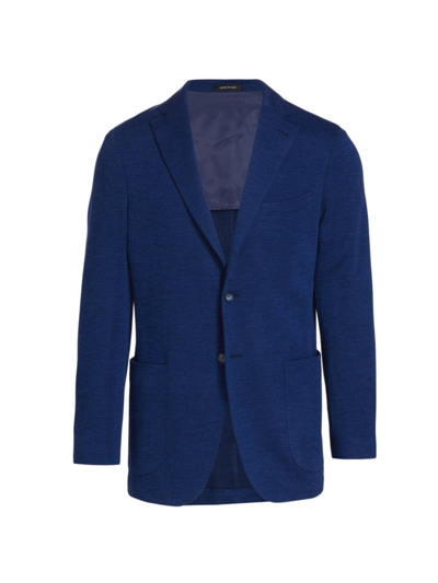 Shop Saks Fifth Avenue Men's Collection Heathered Wool Sport Coat In Surf The Web