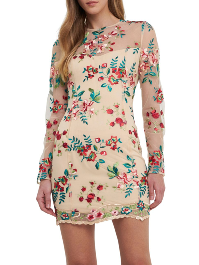 Shop Endless Rose Women's Floral Embroidered Dress In Rose