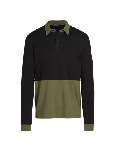 Shop Saks Fifth Avenue Men's Slim-fit Colorblocked Polo Shirt In Moonless