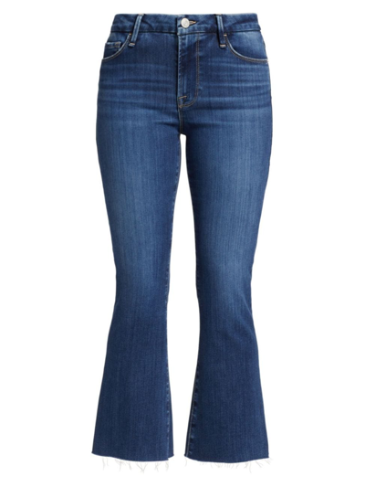 Shop Frame Women's Le Crop Mini Raw-edge Boot-cut Jeans In Lupine