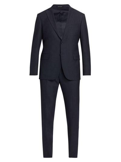 Shop Saks Fifth Avenue Men's Collection Wool-blend Single-breasted Suit In Navy