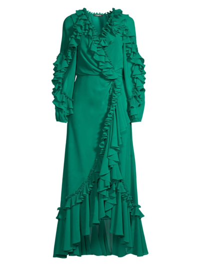 Shop Ungaro Women's Leah Ruffle Long-sleeve Maxi Dress In Evergreen