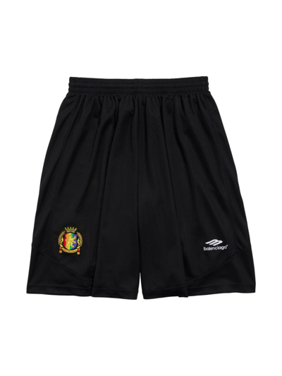 Shop Balenciaga Men's Lion Crest Baggy Shorts In Black