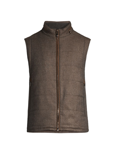 Shop Corneliani Men's Hooded Wool-blend Vest In Brown