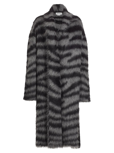 Shop Monse Women's Zebra Alpaca Long Cardigan In Charcoal Black