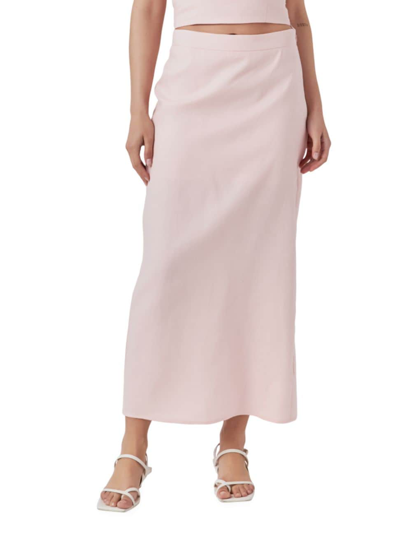 Shop Endless Rose Women's Linen Midi Skirt In Dusty Pink