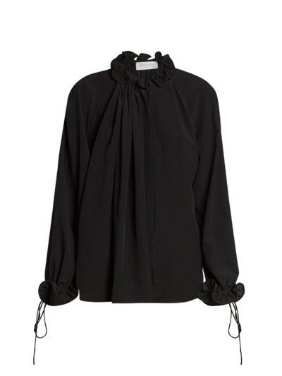 Shop Victoria Beckham Women's Ruched Detail Blouse In Black