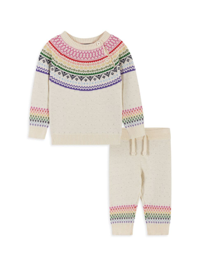Shop Andy & Evan Baby Girl's Holiday Sweater Set In Cream Multi