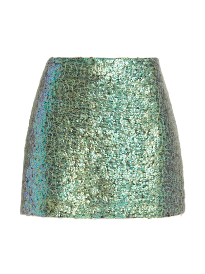 Shop Helmut Lang Women's Sequined A-line Mini Skirt In Mirror