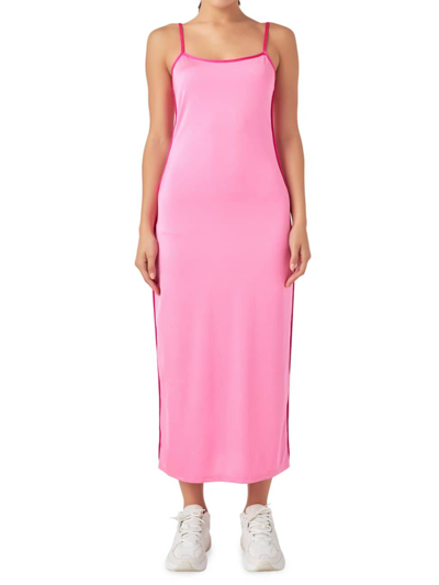Shop Endless Rose Women's Contrast Binding Midi Dress In Fuchsia