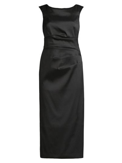 Shop Aidan Mattox Women's Draped Mikado Sheath Dress In Black