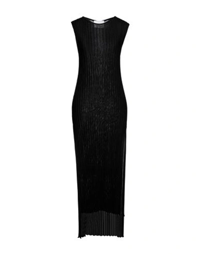 Erika Cavallini Woman Midi Dress Black Size L Viscose In Black