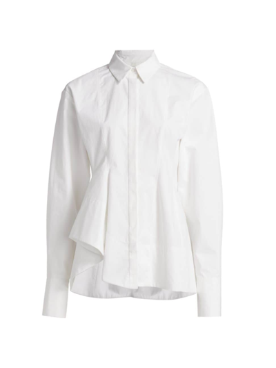 Shop Jason Wu Collection Women's Draped Asymmetric Cotton Shirt In White