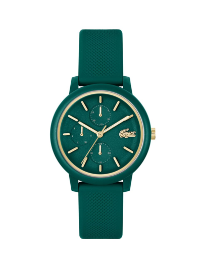 Shop Lacoste Women's L.12.12 Plastic & Silicone Strap Chronograph Watch In Green