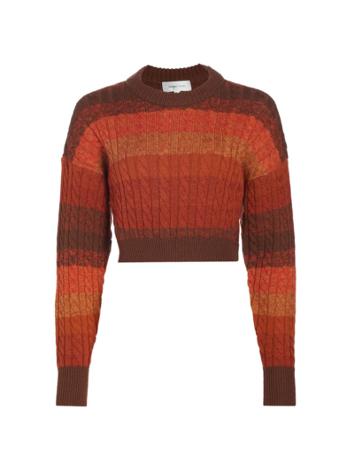 Shop Ronny Kobo Women's Ingram Cropped Cable Sweater In Rust Multi