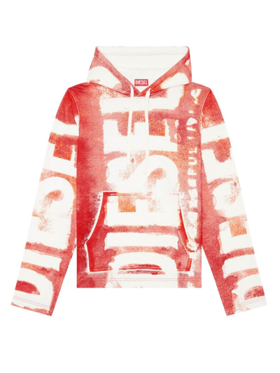 Shop Diesel Men's Giny Cotton Hoodie In Red