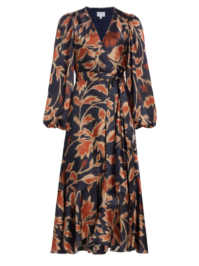 Shop Tanya Taylor Women's Blaire Floral Wrap Dress In Dark Navy Multi