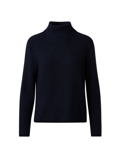 Shop Akris Women's Sequined Mock Turtleneck Sweater In Black