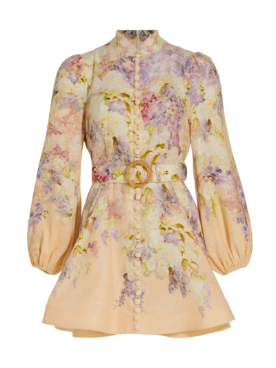 Shop Zimmermann Women's Lyrical Floral Button-front Minidress In Dreamy Floral