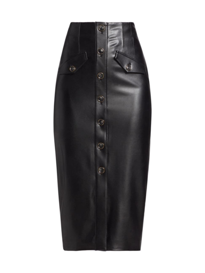Shop Veronica Beard Women's Barrie Vegan Leather Midi-skirt In Black