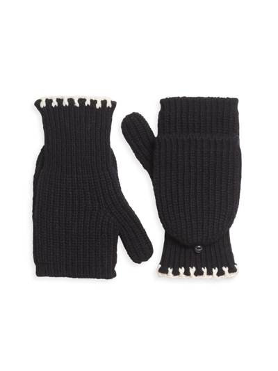 Shop Rag & Bone Women's Ingrid Wool-blend Flip-top Mittens In Black
