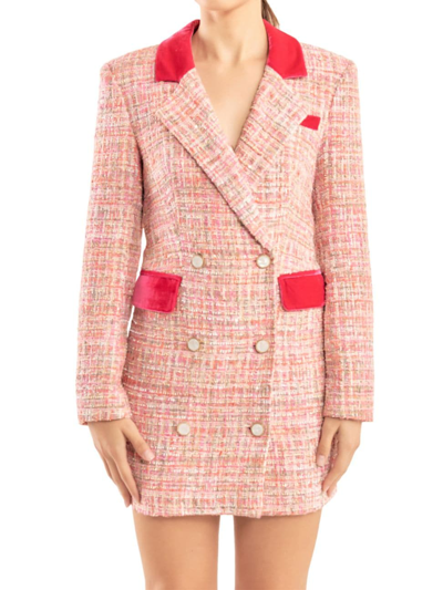 Shop Endless Rose Women's Tweed Blazer Dress In Pink