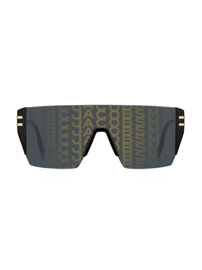 Shop Marc Jacobs Women's Marc 712/s 99mm Shield Sunglasses In Black Gold