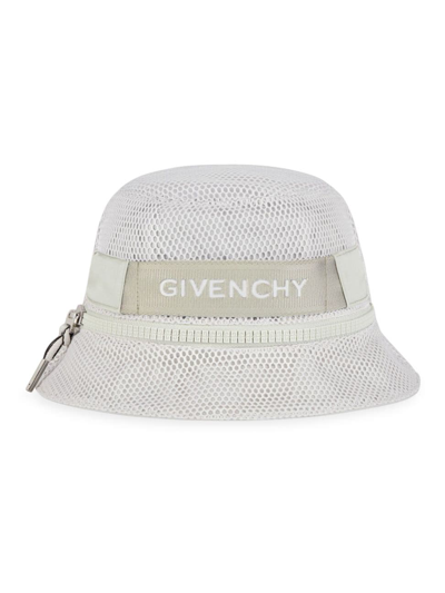Shop Givenchy Men's Bucket Hat In Mesh With Zip In Light Grey