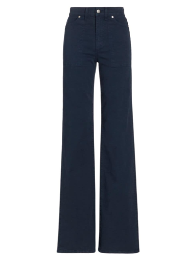 Shop Veronica Beard Women's Crosbie Cotton Wide-leg Pants In Navy