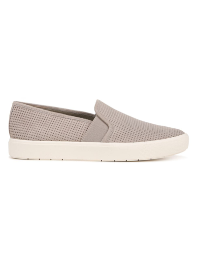 Shop Vince Women's Blair 5 Perforated Leather Slip-on Sneakers In Taupe Grey