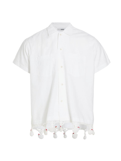 Shop Bode Men's Crochet Chick Short-sleeve Shirt In Cream