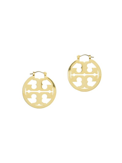 Shop Tory Burch Women's Miller Small 18k Gold-plated Hoop Earrings In Tory Gold
