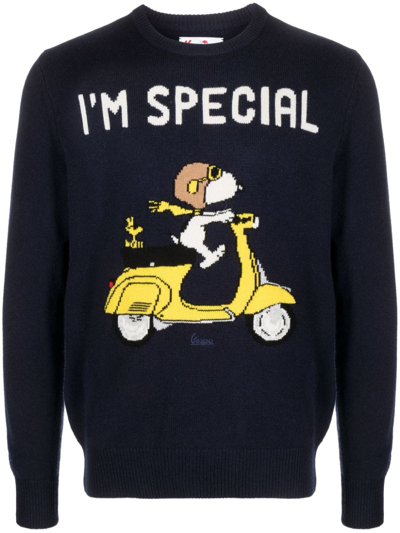 Shop Mc2 Saint Barth Snoopy Special Embroidery Sweater In Blue